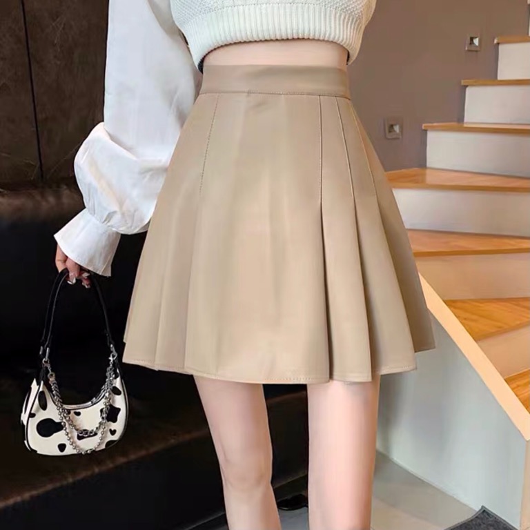 beige tennis skirt korean ins trendy y2k french minimalist