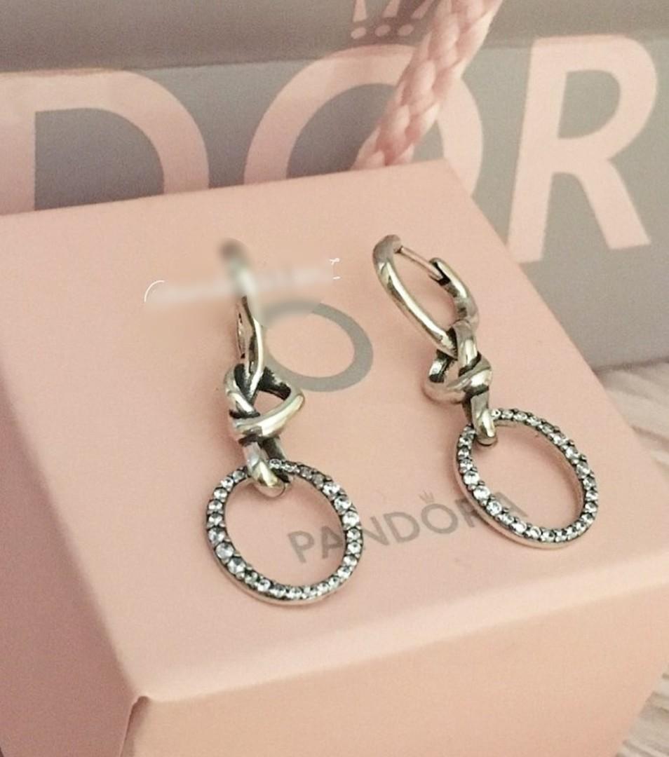 Pandora oval knotted heart drop sales earrings