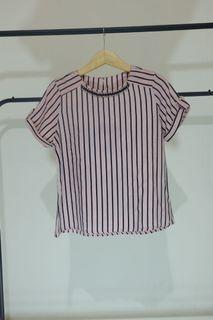 Blouse garis pink hitam