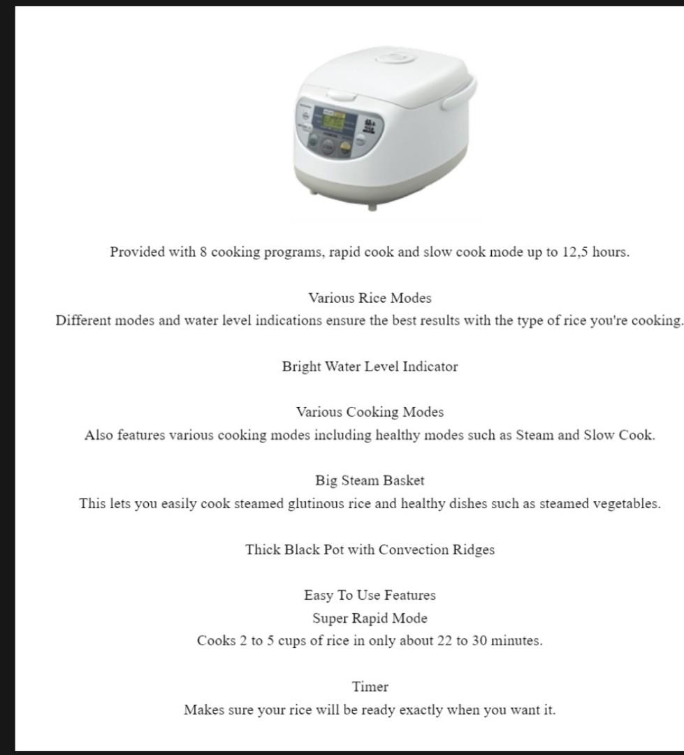 BN Hitachi RZPMA18Y Rice Cooker, TV & Home Appliances, Kitchen