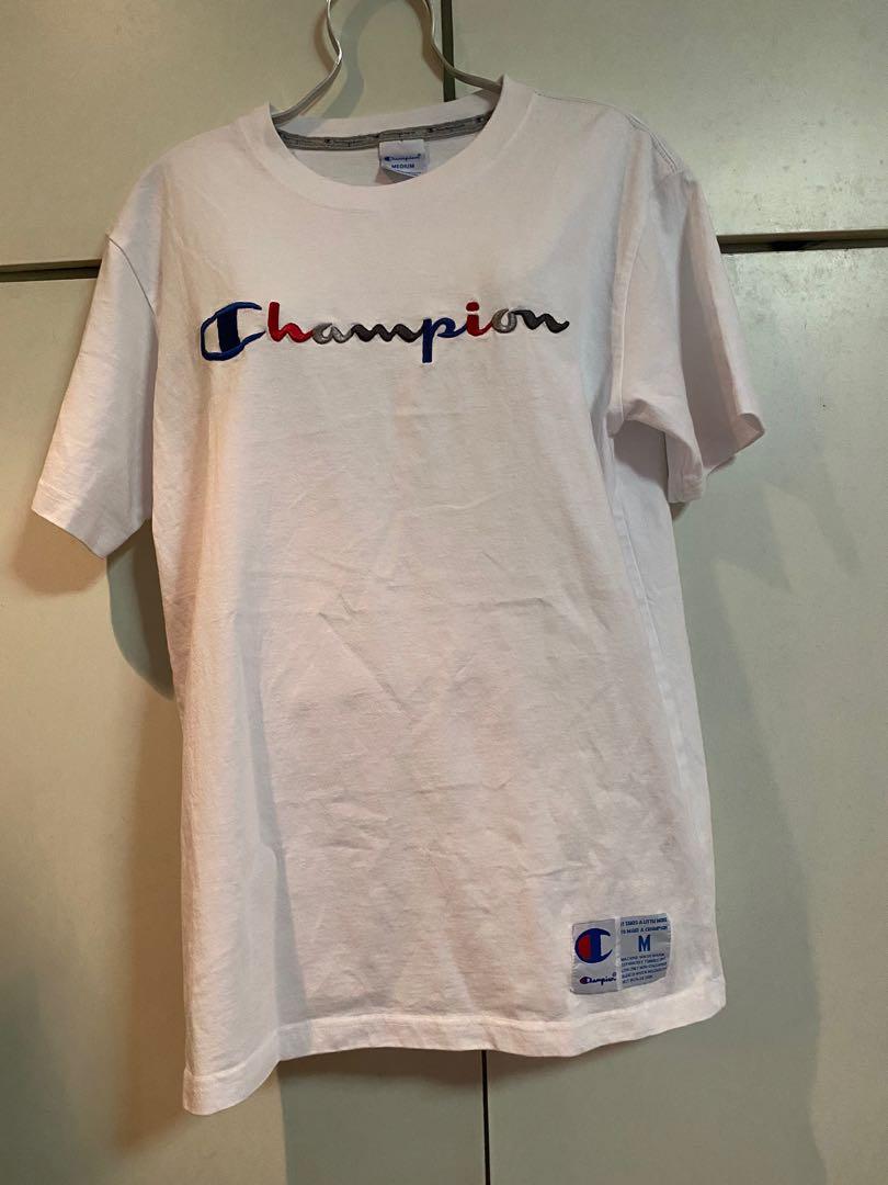 Champion white T-shirt, Men's Fashion 