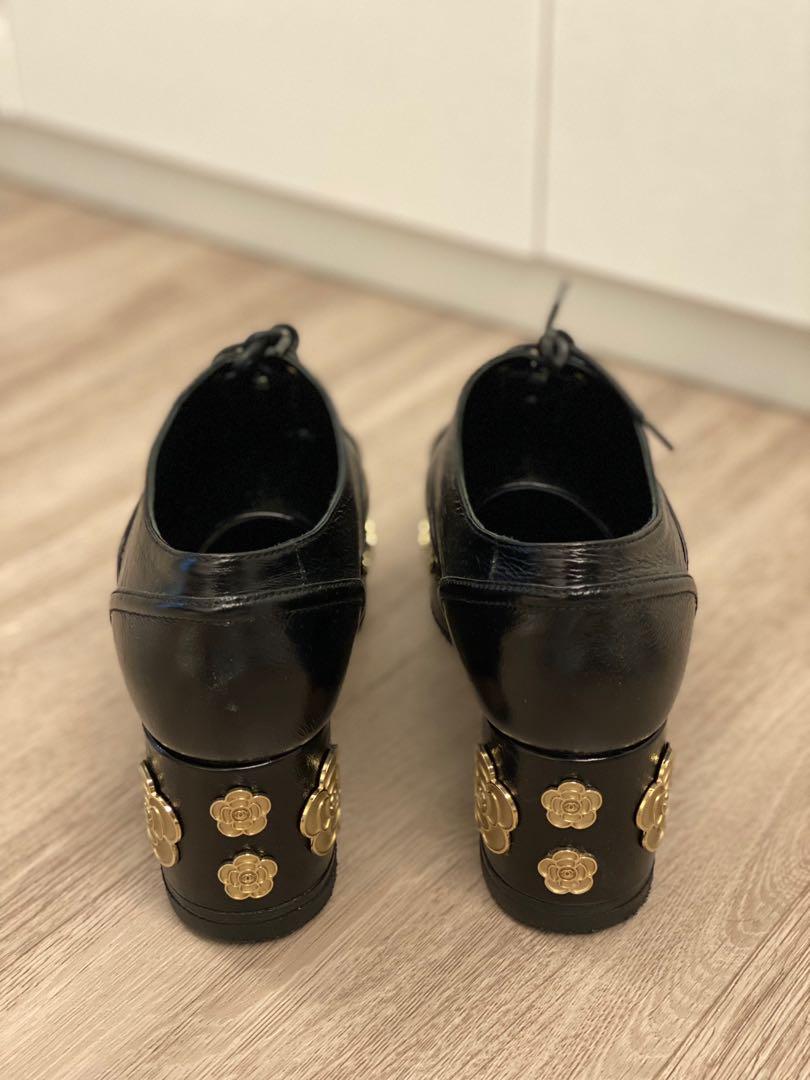 Chanel Black Camellia Lace Up Shoes Luxury Sneakers Footwear on Carousell