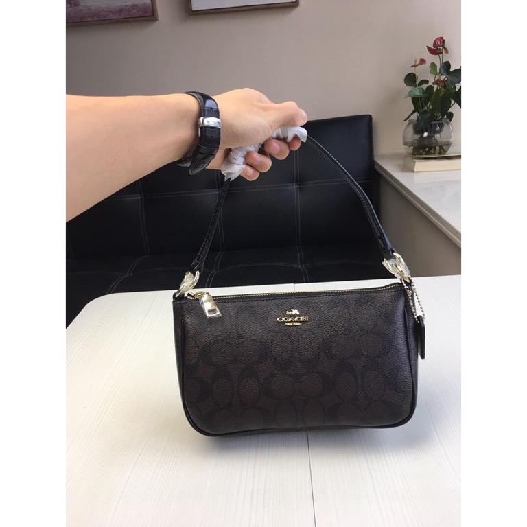 Coach F36674 58321 Top Handle Pouch in Signature Women Handbag Crossbody Sling Shoulder Mahjong Bag