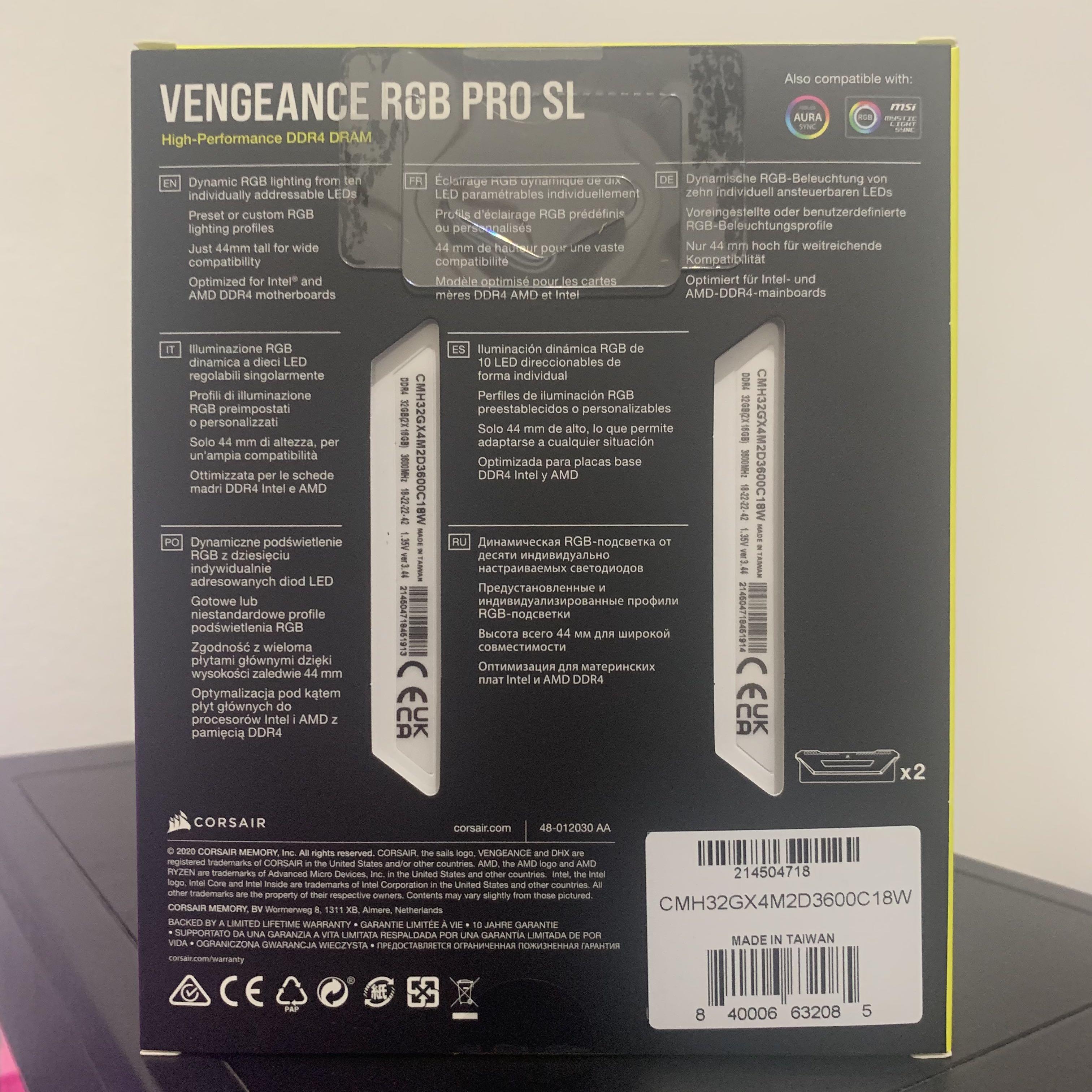 Corsair Vengeance Black RGB Pro DDR4 3600MHz 2X16GB (CMW32GX4M2D3600C18) •  Price »