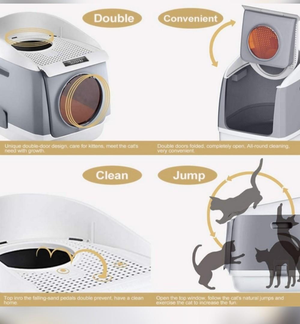 Dadypet Free Cabin Cat Litter Box with Doubledoor Design care for