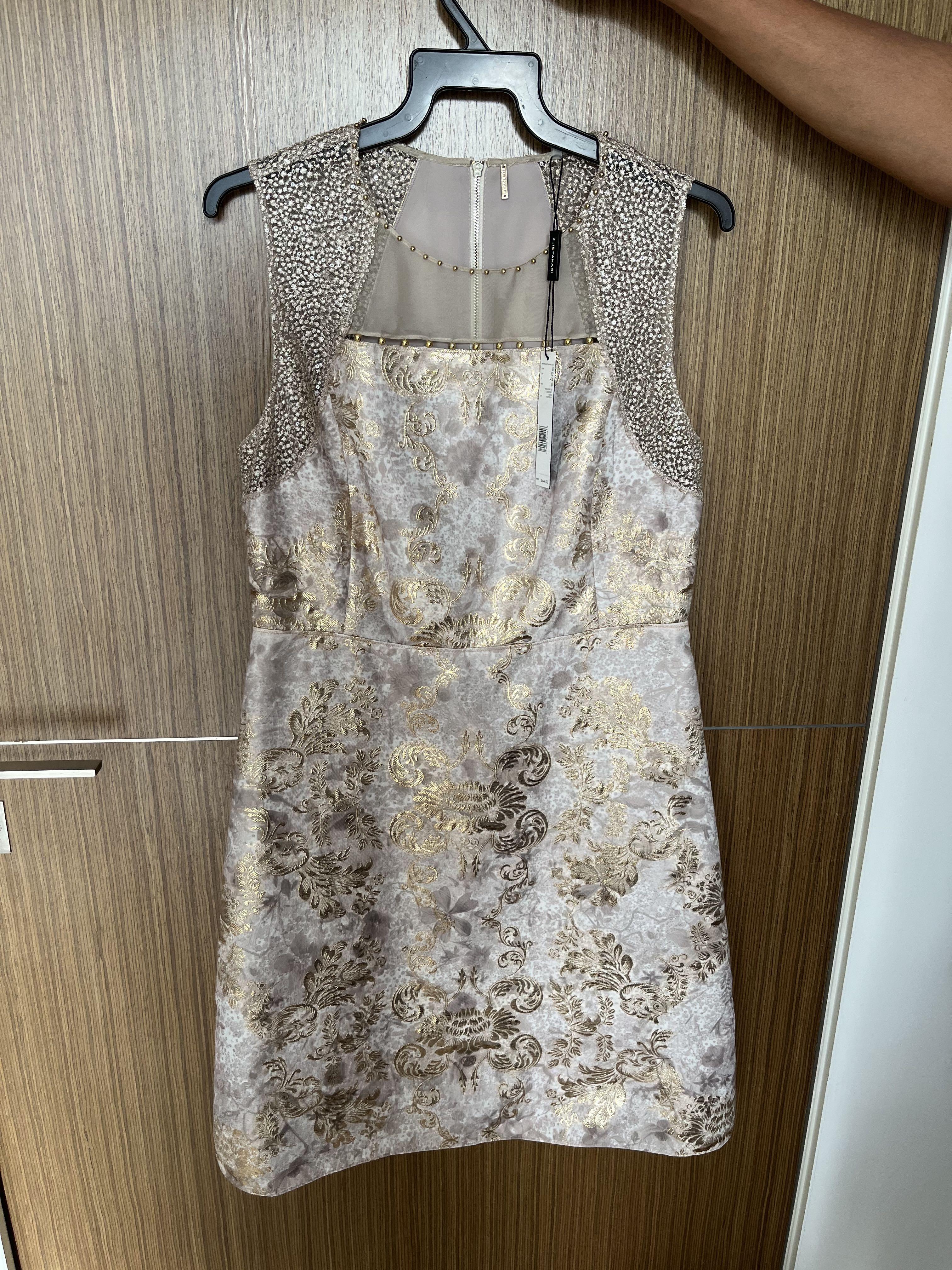 Tahari champagne deals gold dress