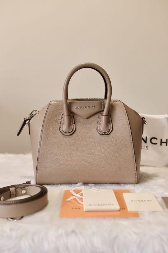 Givenchy Antigona Mini Grained leather Gray Nude Long Strap Luxury Bags Wallets on Carousell