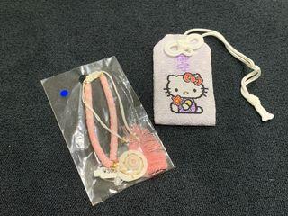 日本帶回粉色貝殼手環送Hello Kitty御守