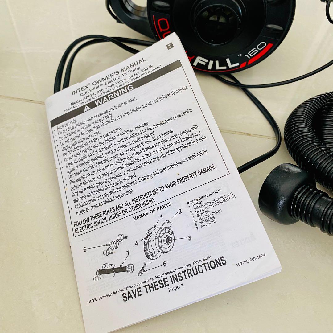 INTEX Quick Fill 160 for inflating and deflating use, Furniture & Home