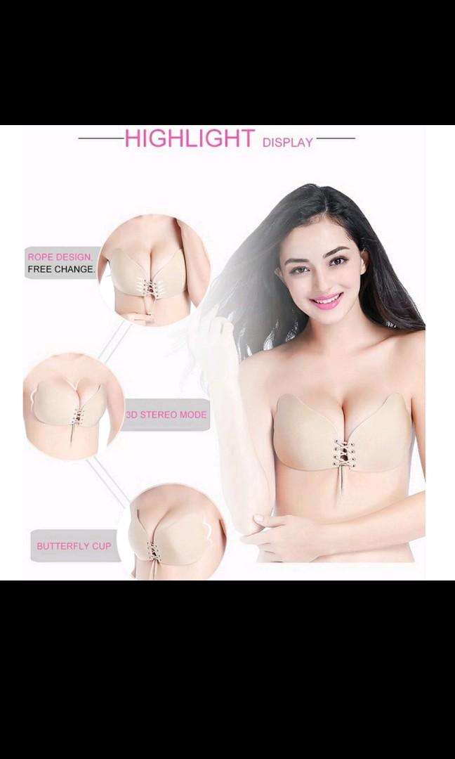 Ready stock 🇲🇾Malaysia Ready Stock Invisible bra Strapless Butterfly Nu Bra  Silicone Push-Up A,B,C,D Cup non-wired bra