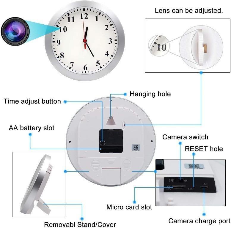 KAMRE 1080P WiFi Hidden Camera Wall Clock Spy Camera Nanny Camera