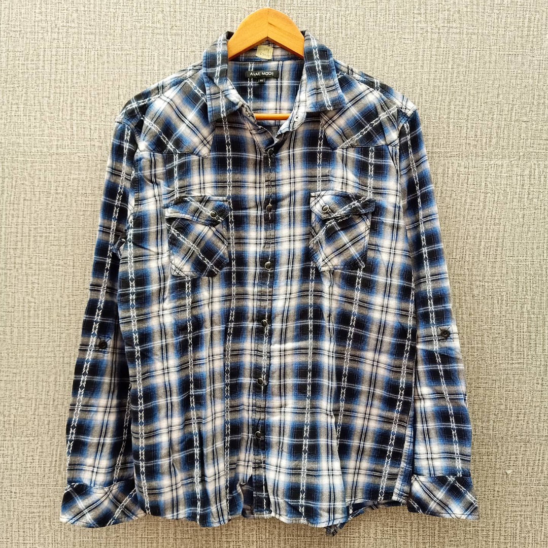 KEMEJA PLAID FLANNEL VINTAGE, Fesyen 