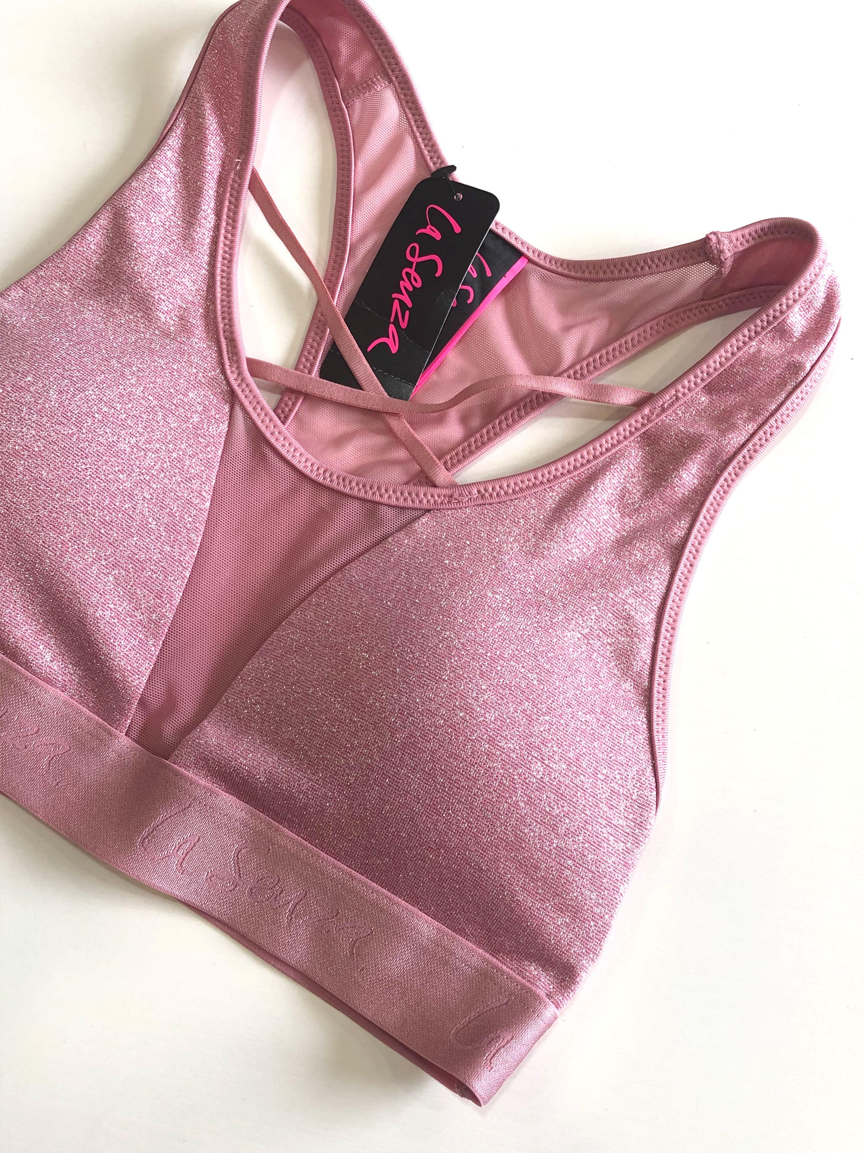 La Senza Sparkling Pink Strappy Racerback Sports Bra - Pink XS Extra Small,  Women's Fashion, Activewear on Carousell