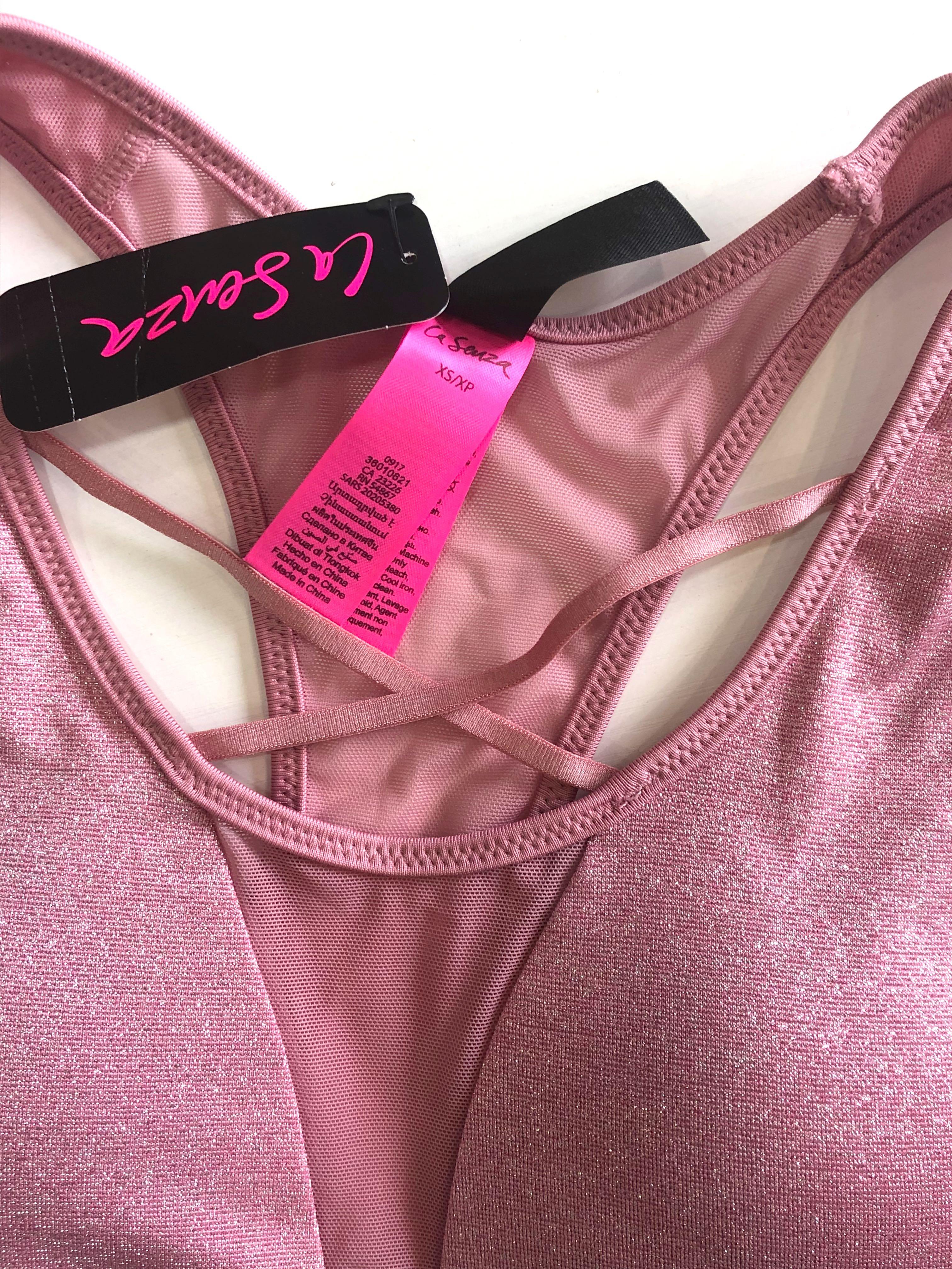 La Senza Sparkling Pink Strappy Racerback Sports Bra - Pink XS Extra Small,  Women's Fashion, Activewear on Carousell