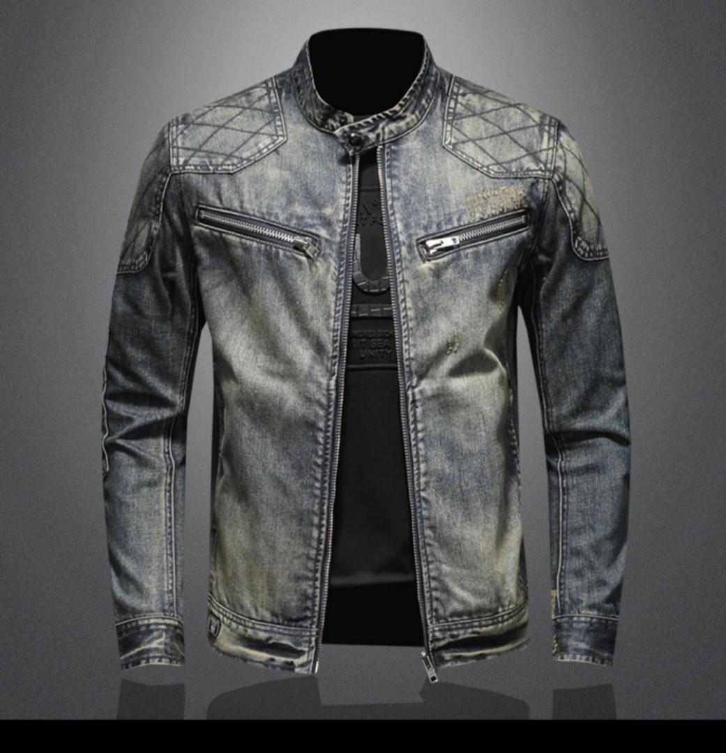 Men motorcycle jacket denim style Quality denim jacket