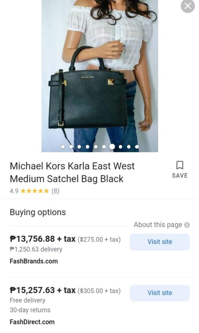 Michael Kors Karla East West Medium Satchel Bag Black