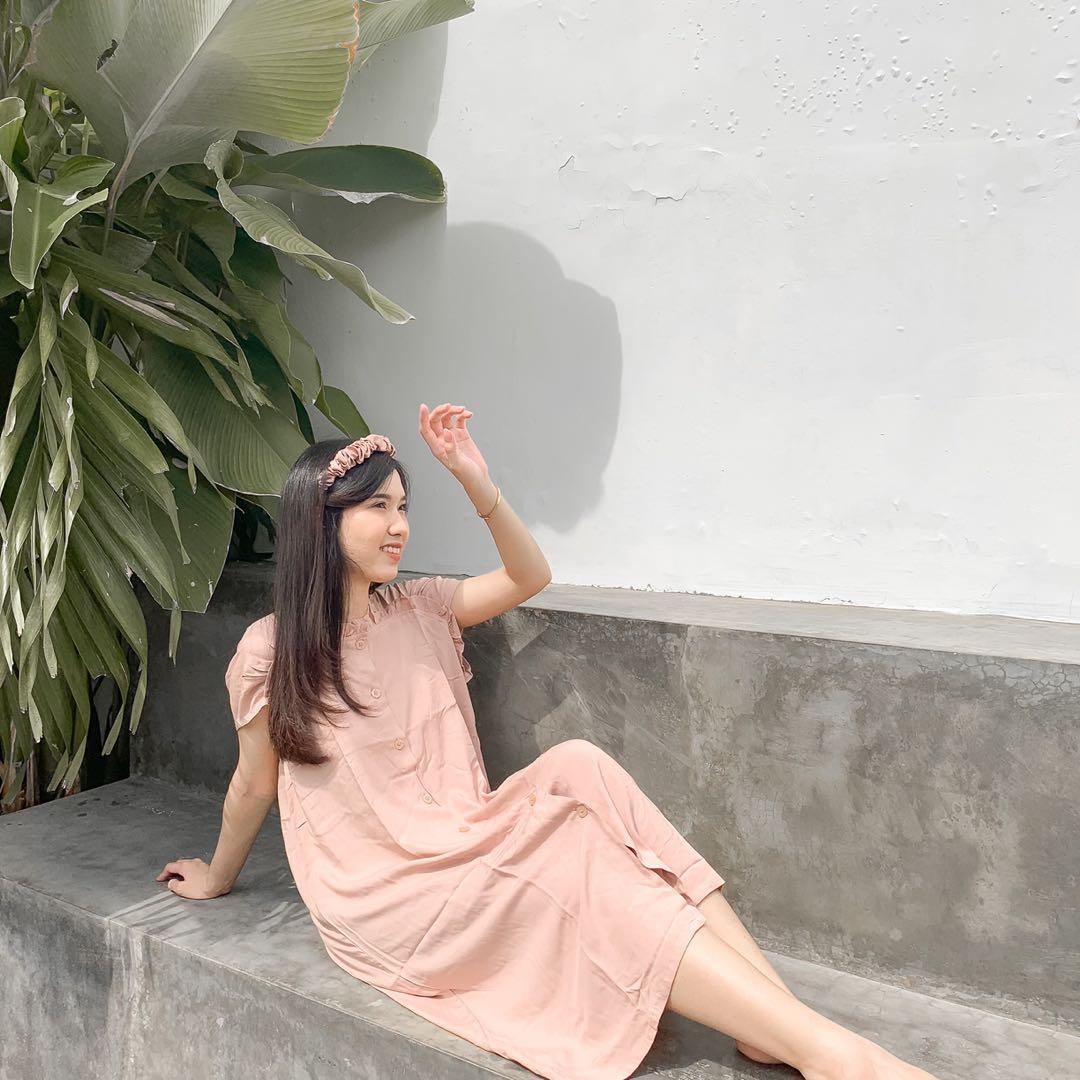 Milo coksu brown dress Homedress puffy 
