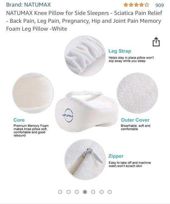 NATUMAX Knee Pillow for Side Sleepers - Relief From Sciatica Pain