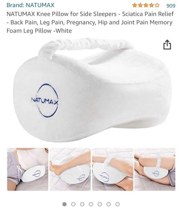 NATUMAX Knee Pillow for Side Sleepers - Sciatica Pain Relief - Back Pain,  Leg Pain, Pregnancy, Hip and