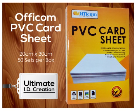 OFFICOM PVC ID Card Sheet A4 Printable Card Sheet Free Size for Bagtag ...
