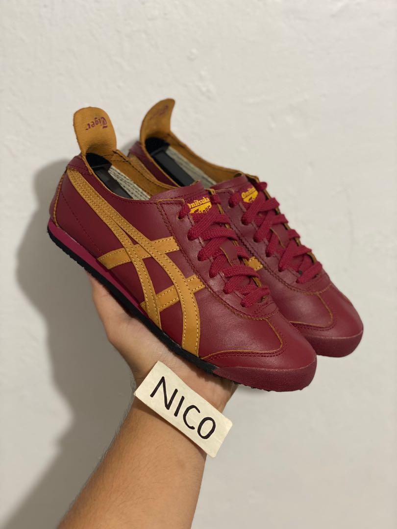 Onitsuka Tiger Mexico 66 Burgundy Tan Women s Fashion
