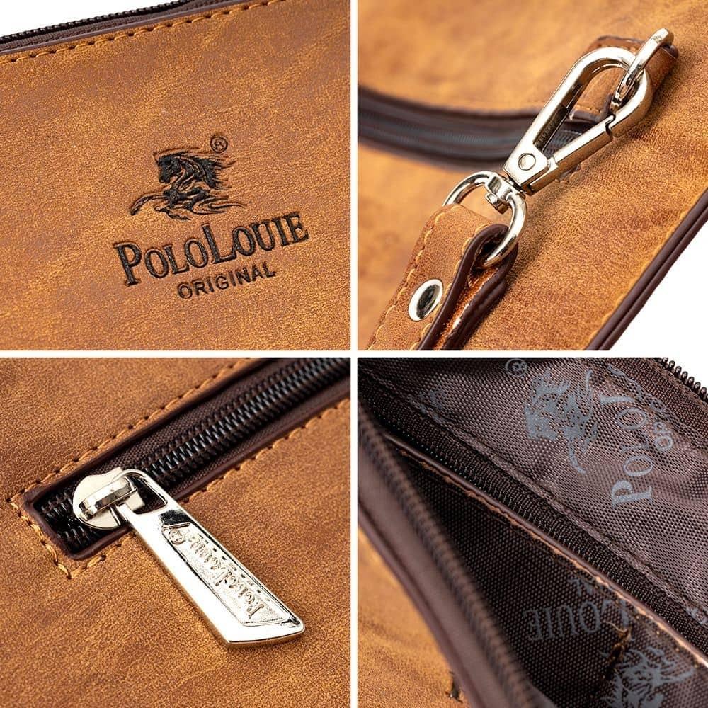 Original Polo Louie Men Simple Zipper Men's Leather Clutch Bag Trending  Fashion Hand Carry Bag