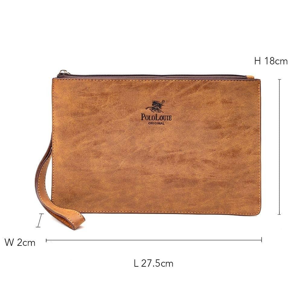 Original Polo Louie Premium Quality Matte Leather Multi Purpose Handcarry  Clutch Bag Coffee