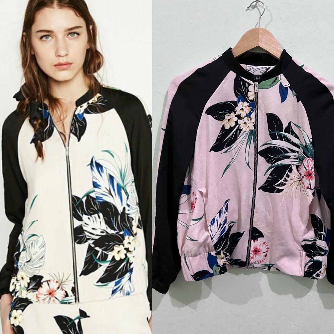 zara floral print bomber jacket