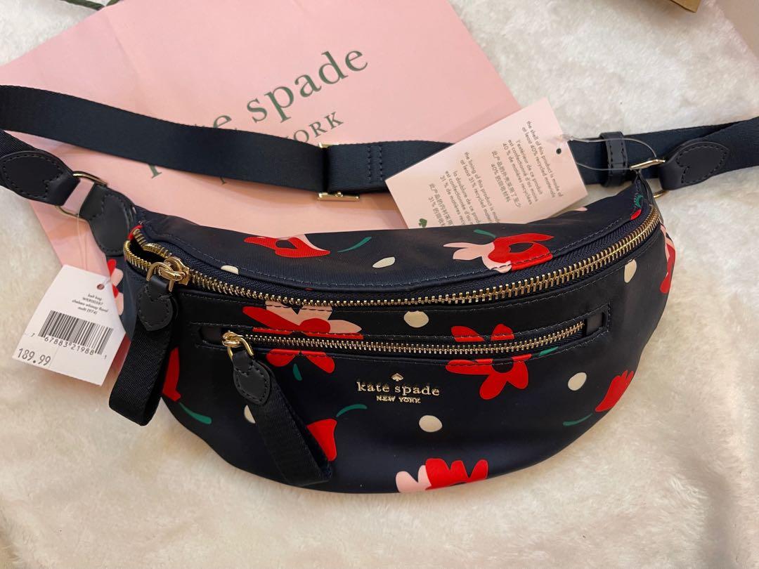 Ready Stock authentic Coach women Kate spade belt bag Chelsea whimsy floral bag nylon Kate spade WKR00587 floral chest bag