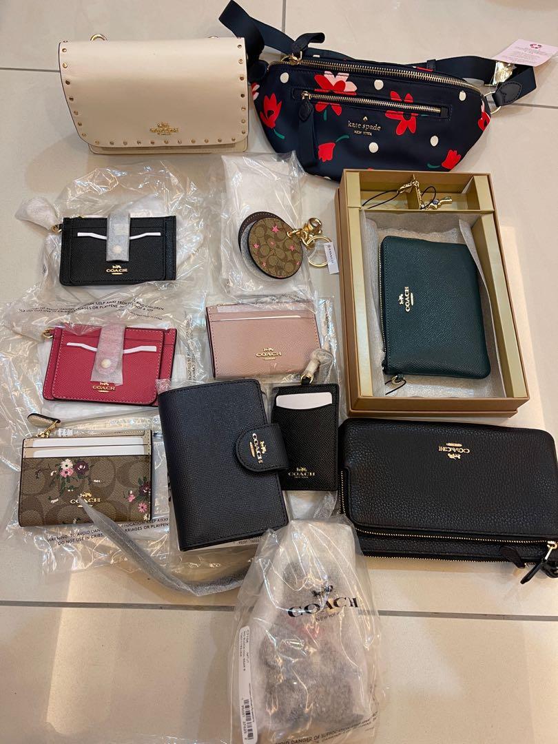 READY STOCK CHRISTMAS GIFT set Coach and Kate spade COLLECTION CARD HOLDER  LANYARD SLING CROSSBODY BAG WALLET PURSE hanger card holder mirror, Luxury,  Accessories on Carousell