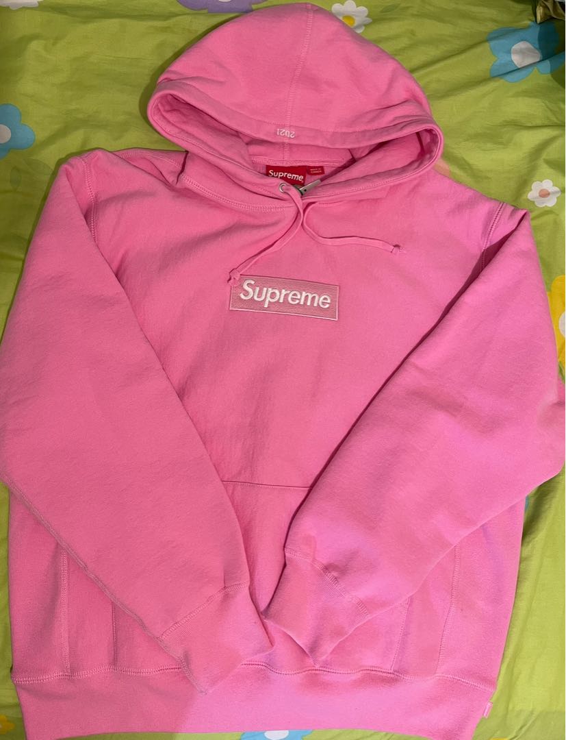 Supreme box hoodie 2021 (pink), 名牌, 服裝- Carousell