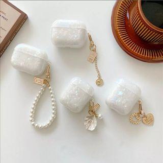 White pearl shell case for airpod 1/2, pro