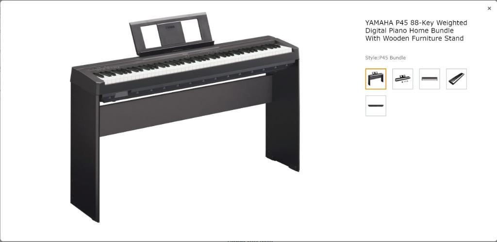 Yamaha P45 88 Key Digital Piano Home Bundle with Wooden Furniture