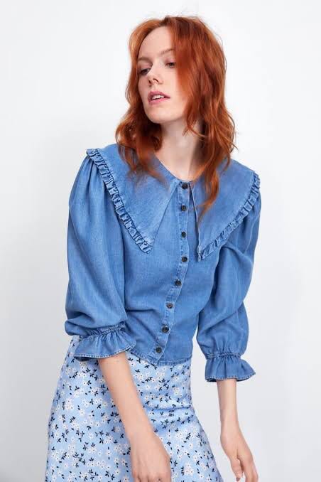 Zara Collar Blouse, Fesyen Wanita 
