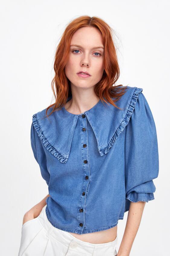 Zara Collar Blouse, Fesyen Wanita 