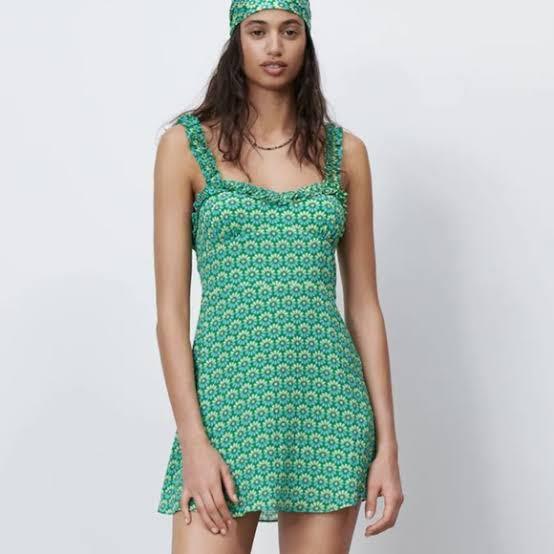 zara green mini dress 2021