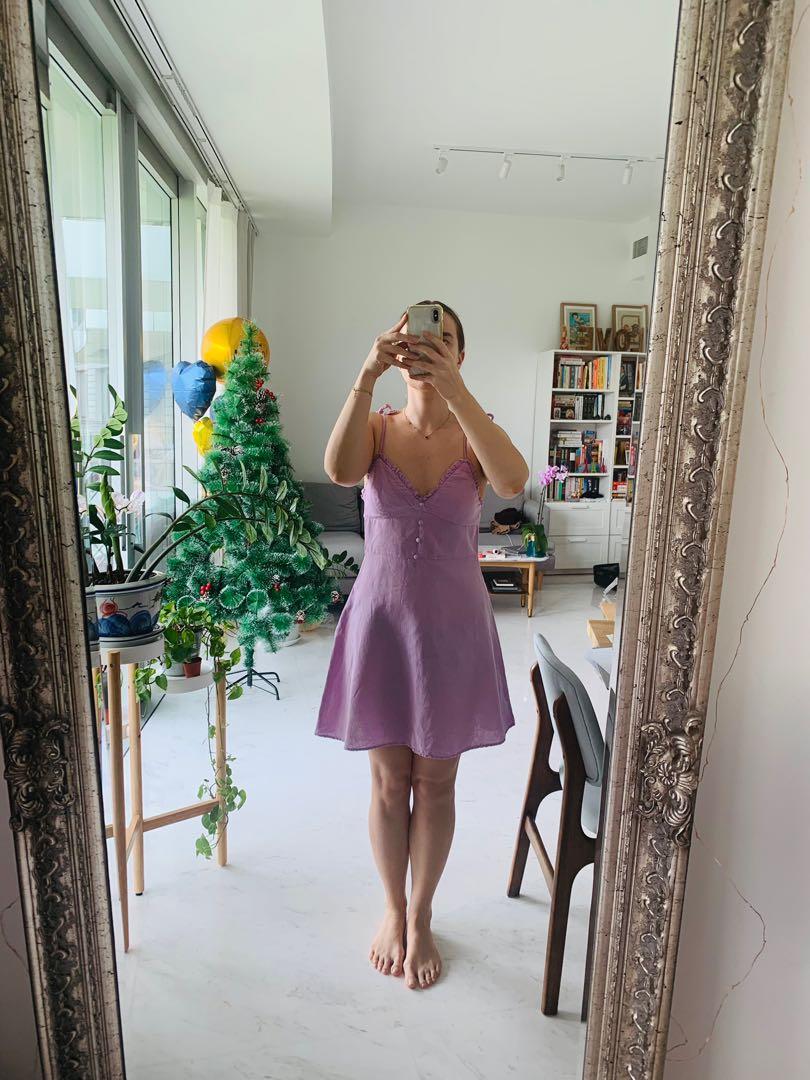 Zara purple linen dress clearance