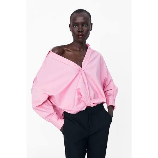 ZARA SHIRT WITH KNOTTED FRONT, Fesyen 