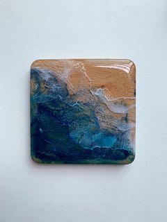🌊#03 waikiki squared ocean sea resin coaster