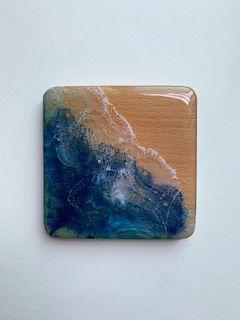🌊#04 waikiki squared resin ocean coaster