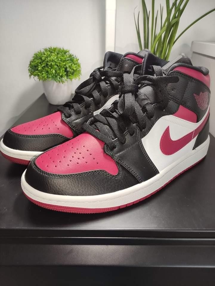 Air Jordan 1 Mid Bred Toe Noble Red US 