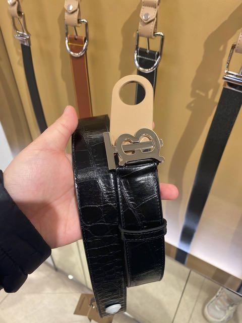 Burberry Check and Leather Reversible TB Belt