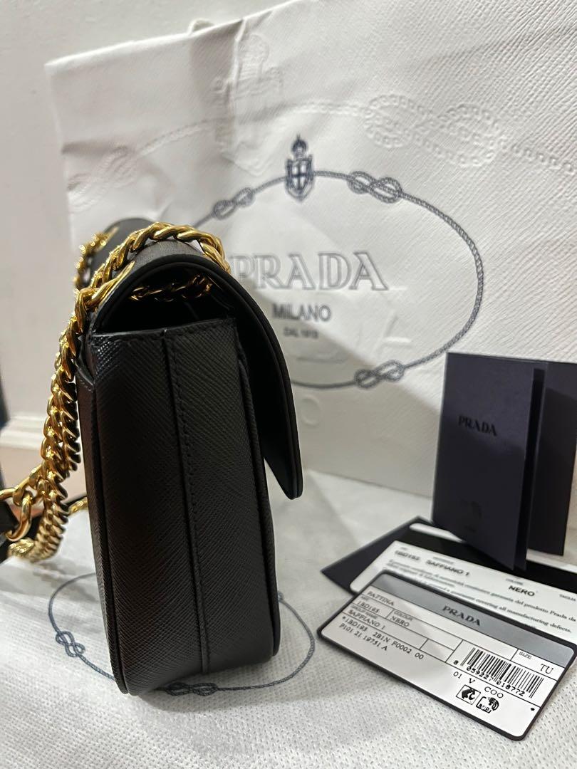 New Prada 1BD193 Black Pattina Saffiano Leather Small Cross Body Bag,  Luxury, Bags & Wallets on Carousell