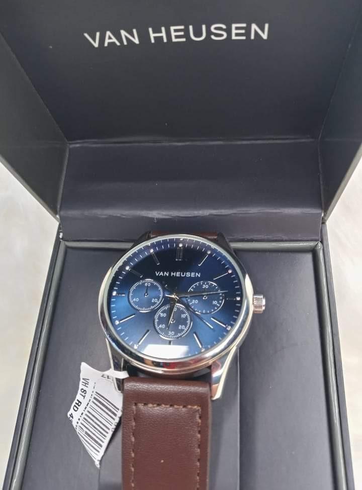 Van Heusen Men's Diamond Dial Leather Strap Watch, Men's Watches