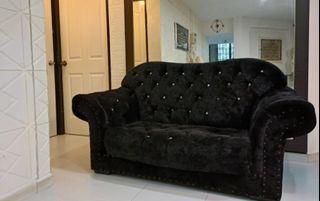 Black Velvet Sofa