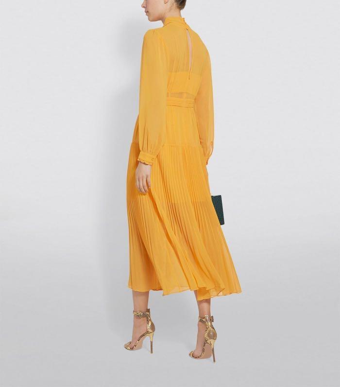 Self portrait orange chiffon trimmed dress discount