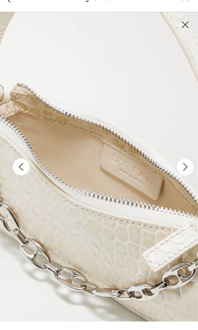 BY FAR Rachel Mini Chain-Embellished Croc-Effect Leather Shoulder Bag