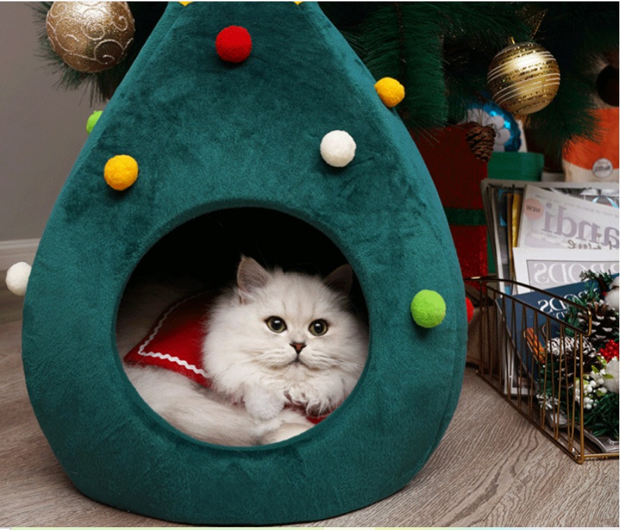 Cat Bed Super Cute Christmas Tree Pet Bed Soft Pet Cage Cat Dog Tent