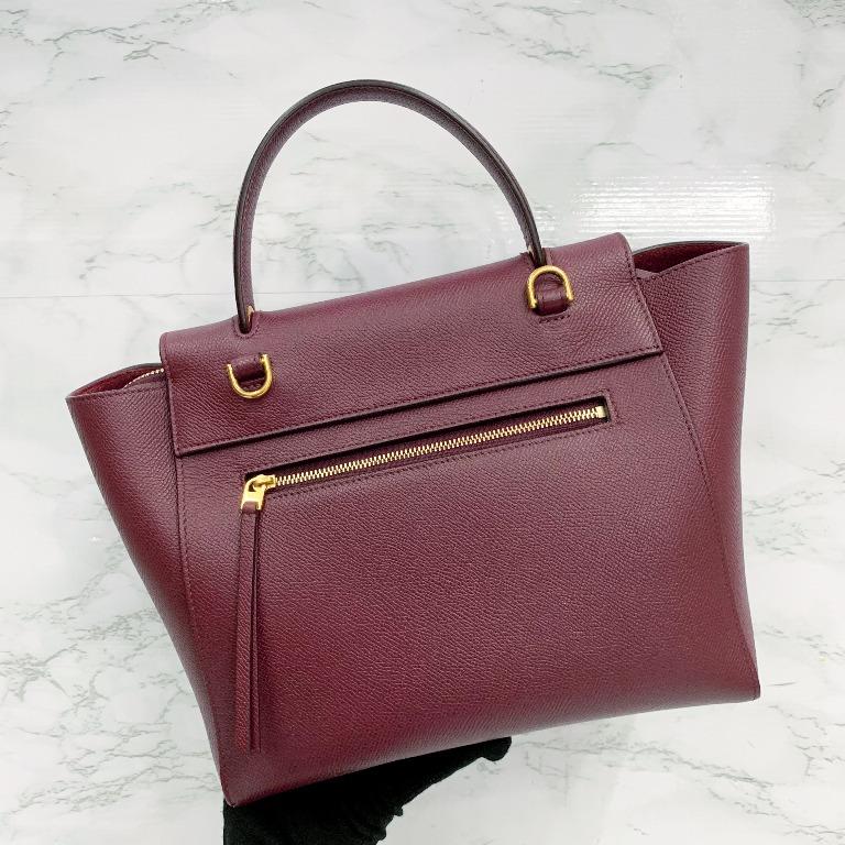 Celine micro store belt bag burgundy