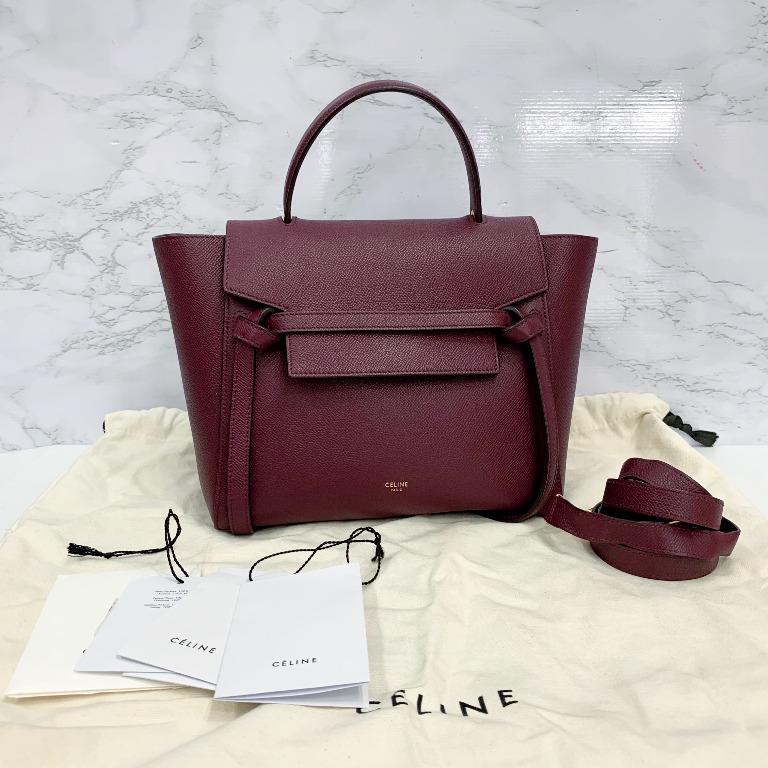 Celine micro top belt bag burgundy